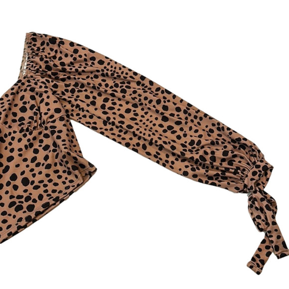 Peach Love California Leopard Print Blouse - Tan and Black - Picture 3 of 8